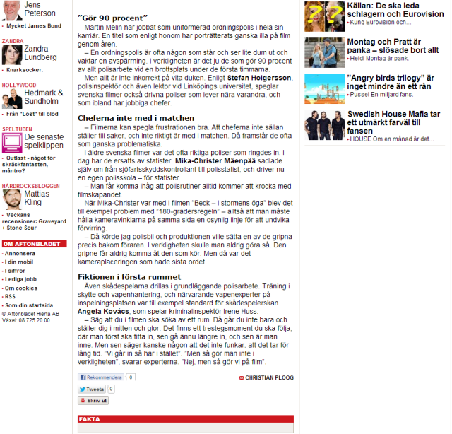 Bild urklip från aftonbladets reportage om filmpoliser